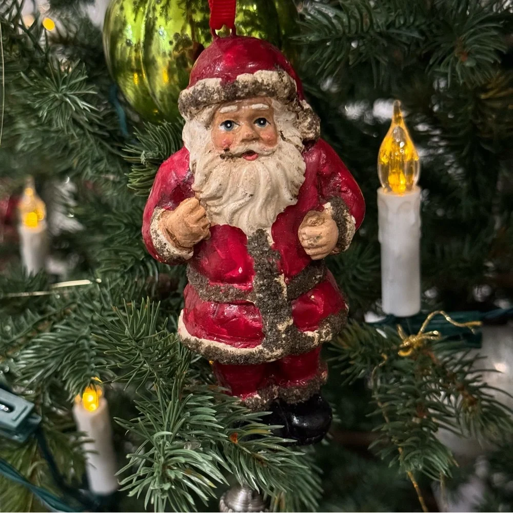 Vintage Pottery Barn Ceramic/ Glass Christmas Ornament: Santa